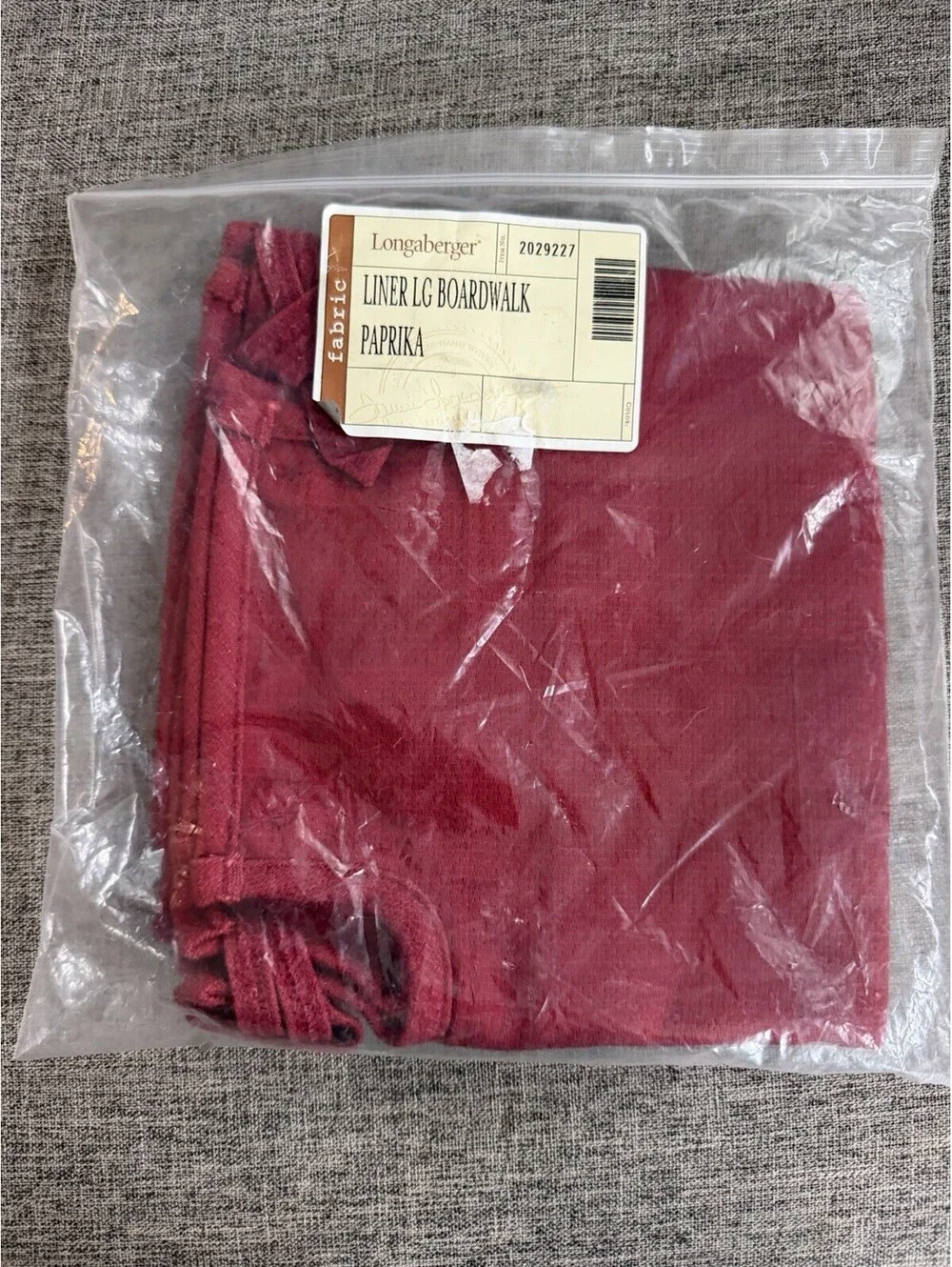 Longaberger Large Boardwalk Fabric Liner In Paprika 2029227 New In Package